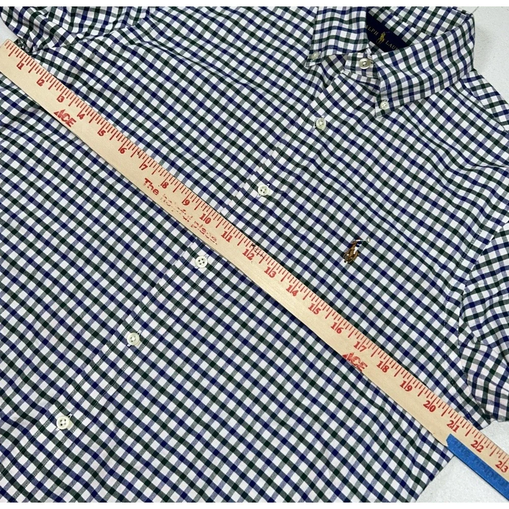 Polo Ralph Lauren Men's Medium Gingham Check Flesh Pony Button Down - Picture 6 of 9